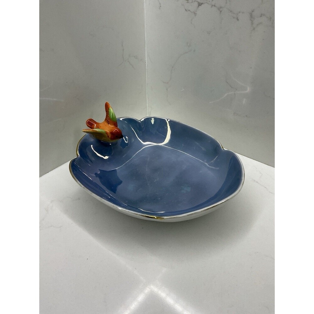 Vintage Noritake Porcelain Blue Lusterware Figural Bird Dish | Art Deco | W4